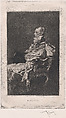 The Diplomat, man seated holding hat facing left, Mariano Fortuny, 1838–1874  Spanish, Etching