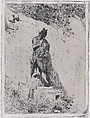 Meditation: a man standing on a step by a wall, Mariano Fortuny, 1838–1874  Spanish, Etching on Japan paper