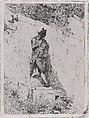 Meditation: a man standing on a step by a wall, Mariano Fortuny, 1838–1874  Spanish, Etching on Japan paper