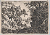 The Cottages at the Foot of a Mountain, Anthonie Waterloo  Dutch, Etching