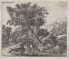 Shepherd on a Small Bridge, Anthonie Waterloo  Dutch, Etching