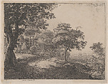 A Man and a Woman Crossing a Stream, Anthonie Waterloo  Dutch, Etching; fourth state of four