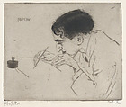 Pascin, Drawing (Pascin, zeichnend), Emil Orlik  Austro-Hungarian, Etching, drypoint, and roulette, proof