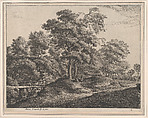A Peasant Woman and Daughter on a Small Wooden Bridge, Anthonie Waterloo  Dutch, Etching; third state of three