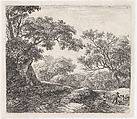 Three Boys and Their Dogs (L'Allée dans le Bois), Anthonie Waterloo  Dutch, Etching, first state of two