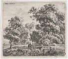 A Man and a Woman Near a Small Bridge (L'Homme et la Femme Près du Petit Pont), Anthonie Waterloo  Dutch, Etching, first state of three