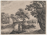 Herd Near a Stone Bridge, Anthonie Waterloo Dutch, Etching