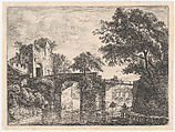Two Stone Bridges, Anthonie Waterloo Dutch, Etching
