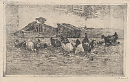 Chickens and Coops, Willem de Zwart Dutch, Etching