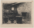 Interior of a Kitchen, Willem de Zwart Dutch, Etching and drypoint printed on japan vellum