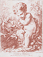 The Meditating Child, Louis Marin Bonnet French, Chalk manner in red