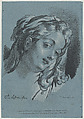 Head of a Woman, Louis Marin Bonnet French, Chalk manner in black and white on blue paper