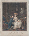 The Lover Heard, Louis Marin Bonnet French, Stipple and wash manner, printed in orange-red, blue, yellow, and black inks