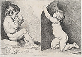 Two nude children eating grapes, from "New Book of Children", Pierre Alexandre Aveline  French, Etching