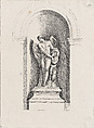 Standing male angel looking down to left and holding a ram; allegory of Summer; after a bas-relief on the Fontaine des Quatre-Saisons (Paris), Anonymous, French, 18th century (?) French, Etching