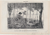 Ayant eu la facheuse idée d'aller...au bord de l'eau, from Croquis d'Été, published in Le Charivari, September 3, 1856, Honoré Daumier  French, Lithograph; second state of two (Delteil)