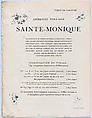 Prospectus for the book "The Life of Saint Monica", Pierre Bonnard (French, Fontenay-aux-Roses 1867–1947 Le Cannet), Lithograph