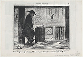 Faisant son apprentissage au tourniquet de la bourse..., from Croquis Parisiens, published in Le Charivari, February 6, 1857, Honoré Daumier  French, Lithograph; second state of two (Delteil)