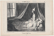 Croyant l'apercevoir, from 'Croquis Parisiens', published in "Le Charivari", Honoré Daumier  French, Lithograph; second state of two (Daumier)