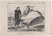 Un effet de crinoline au bord de la mer, from Actualités, published in Le Charivari, September 17, 1857, Honoré Daumier  French, Lithograph on newsprint; second state of two (Delteil)