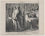 Le Désespoir des Bouchers, from Actualités, published in Le Charivari, November 21, 1857, Honoré Daumier French, Lithograph on newsprint; third state of three (Delteil)