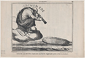 Archimède riant des efforts impuissants que font les Anglais pour mettre à flot le Leviathan, from "Actualités", Honoré Daumier French, Lithograph on newsprint; second state of two (Delteil)