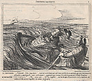 Comment..., flots impudents!... vous ne savez donc pas qui vous portez en ce moment,...., from Émotions Nautiques, published in Le Charivari, October 26, 1859, Honoré Daumier  French, Lithograph on newsprint; second state of four (Delteil; Hazard & Delteil)