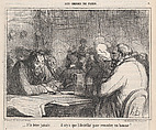 Beer? Never! Only absinthe can put a fellow back on his feet, from 'The Chinese of Paris,' published in Le Charivari, December 18, 1863, Honoré Daumier French, Lithograph on newsprint; second state of two (Delteil)