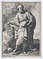 Saint Peter holding keys and an open book, facing left, Joachim Leonardo da Rocha Portuguese, Etching