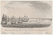 Disembarkation of the Troops at Gravesend Bay under the Command of General Collier, R.N. (August 22, 1776), John Baily British, Aquatint and etching
