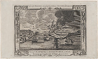 View of the Attack on Bunker's Hill, with the Burning of Charles Town, June 17, 1775, John Lodge  British, Engraving