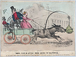Mose, Lize & Little Mose Going to California, Henry R. Robinson American, Hand-colored lithograph
