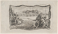 Vignette Showing Britannia, Neptune, France and Sea Battle, Anonymous, British, 18th century British, Engraving