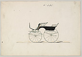 Design for 4 seat Phaeton, no top, no. 645, Brewster & Co. American, Pen and black ink, watercolor and gouache with gum arabic
