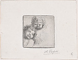 Sketch for Two Children's Heads, Alphonse Legros  French and British, Etching