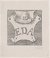 Counterproof of an impression from a name plate for Edward D. Adams, Alphonse Legros  French and British, Counterproof of an etching