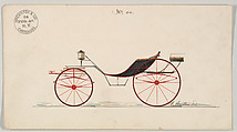 George IV Phaeton #00, Brewster & Co. American, Pen and black ink, watercolor, metallic ink and gouache with gum arabic