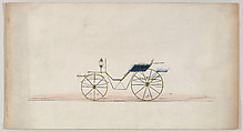 Drop Front Phaeton (unnumbered), Brewster & Co. American, pen and black ink,watercolor and gouache,with gum arabic