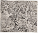 Gnarled Trees and Twisted Roots Before a Swamp, Roelandt Savery  Flemish, Etching; first state of two