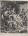 The Lamentation with Saint Francis and Two Angels, Paulus Pontius  Flemish, Engraving