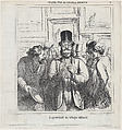 Walk-through of an influential critic, from 'Sketches from the Salon,' published in 'Le Charivari,' June 24, 1865, Honoré Daumier (French, Marseilles 1808–1879 Valmondois), Lithograph on newsprint; second state (Delteil)