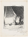 Making sure that there is no Fenian under his bed, from 'News of the day,' published in Le Charivari, December 21, 1866, Honoré Daumier  French, Lithograph and pen and brown ink on newsprint; second state of two (proof)