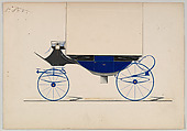 Design for Landau, no. 820, Brewster & Co. (American, New York), Pen and black ink, watercolor and gouache with gum arabic and metallic ink