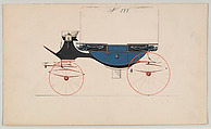 Design for Landau, no. 888, Brewster & Co. (American, New York), Pen and black ink, watercolor and gouache with gum arabic and metallic ink