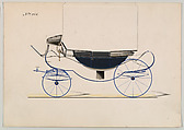 Design for Landau, no. 922, Brewster & Co. (American, New York), Pen and black ink, watercolor and gouache with gum arabic and metallic ink