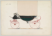 Design for Landau, no. 940, Brewster & Co. (American, New York), Pen and black ink, watercolor and gouache wiht gum arabic