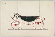 Design for Landau, no. 942, Brewster & Co. (American, New York), Pen and black ink, watercolor and gouache with gum arabic