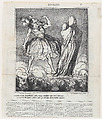 The bearded lady: Imprudent woman! You dare hunt on my territory! Tragedy: What! Don't I have a beard as well?, from 'News of the day,' published in Le Charivari, February 16, 1867, Honoré Daumier  French, Lithograph on newsprint; second state of two (Deltiel)