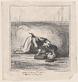 A pair of friends, from 'News of the day,' published in "Le Charivari", Honoré Daumier  French, Lithograph and pen and brown ink on newsprint; third state of four, proof (Delteil)