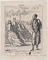 Deep thoughts of a grocer: One really mustn't speak badly of the sheep of Panurge... these here are getting sheared too, from 'News of the day,' published in "Le Charivari", Honoré Daumier  French, Lithograph and pen and brown ink on newsprint; second state of three, proof (Delteil)